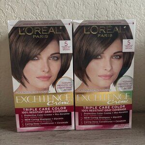 L'Oreal Paris Excellence Creme Permanent Hair Color 5 Medium Brown - 2 Box Count